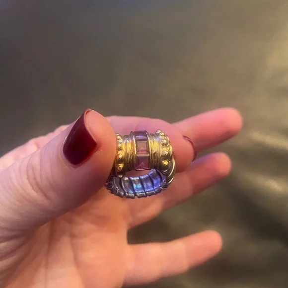 Alwand Vahan 2-tone 14kt and Sterling Silver Ring with Amethysts - Picture 4 of 6